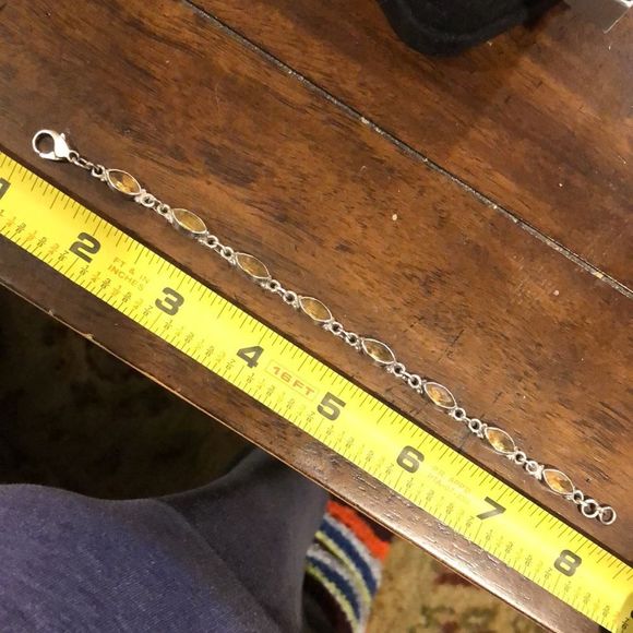 Marquise Cut Golden Citrine Faceted Sterling Silver Link Bracelet - Picture 6 of 6